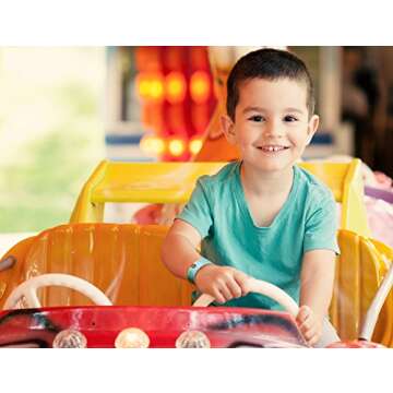 Reusable Child Safety ID Wristbands, Waterproof Adjustable Travel ID Band for Kids, One Size Fits All, Blue, Pack of 3