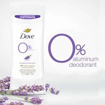 Dove 0% Aluminum Deodorant Stick Non irritating Deodorant for Underarm Care Lavender and Vanilla Kindest Aluminum free Deodorant 2.6 oz