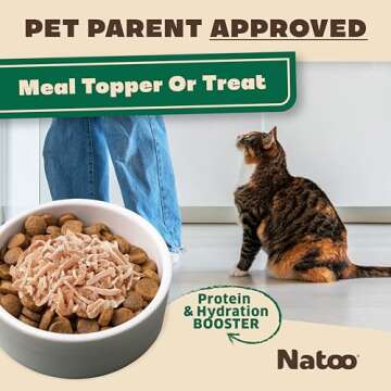 NATOO Cat Food Topper for Picky Eaters & Healthy Soft Cat Treat (Chicken & Brown Rice in Broth), Wet...