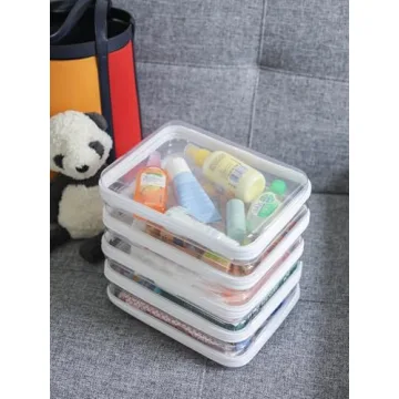 3PCS Zippered Hard Pouch Double for Easy Organization