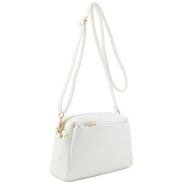 FashionPuzzle Triple Zip Small Crossbody Bag in White