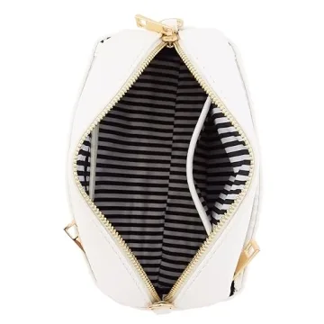 FashionPuzzle Triple Zip Small Crossbody Bag in White