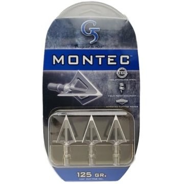 G5 Outdoors Montec 1-1/8 Inch Cut Broadheads - Durable and Sharp 125 Grain (3-Pack)