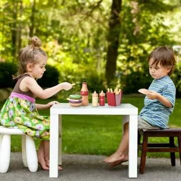 Wooden Play Food for Kids Pretend Hamburger Set Fast Food Toy Play Kitchen Accessories for Toddlers Toy Food Gift for Boys Girls Educational Toys