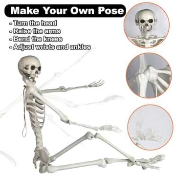 GameXcel Halloween Skeleton Decorations - 5.5FT Life Size Skeleton Decoration Realistic Posable Huma...