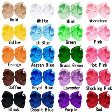 Oaoleer 40Pcs 4.5" Hair Bows Clips Grosgrain Ribbon, Alligator Clips, Barrettes Hair Accessories for...
