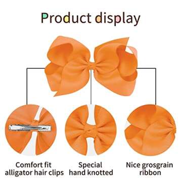 Oaoleer 40Pcs 4.5" Hair Bows Clips Grosgrain Ribbon, Alligator Clips, Barrettes Hair Accessories for Baby Girls Infants Toddlers Kids Teens Children (4.5 Inch, 20 Colors in Pairs)