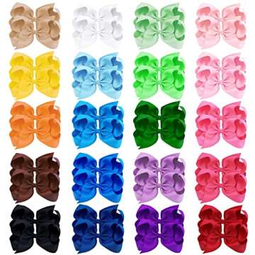 Oaoleer 40Pcs 4.5" Hair Bows Clips Grosgrain Ribbon, Alligator Clips, Barrettes Hair Accessories for Baby Girls Infants Toddlers Kids Teens Children (4.5 Inch, 20 Colors in Pairs)