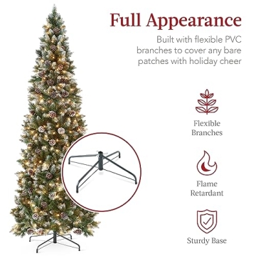 Best Choice 6ft Pre-lit Pencil Christmas Tree Slim Design