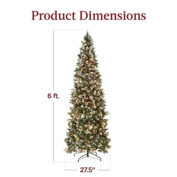 Best Choice 6ft Pre-lit Pencil Christmas Tree Slim Design