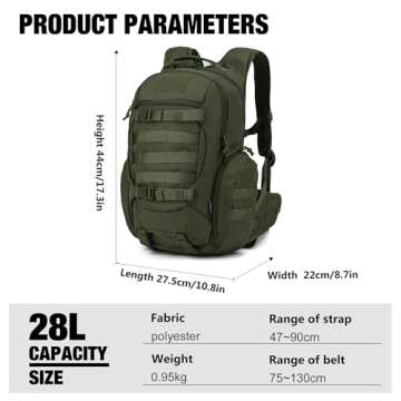 Mardingtop Tactical Backpack for Men,Military Molle Backpack for Hiking,Motorcycle Backpack，28L ED...
