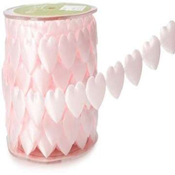 May Arts 3/4-Inch Wide Ribbon, Pink Hearts for Crafting Creativity