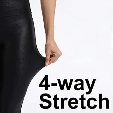 Tagoo Faux Leather Leggings for Women Tummy Control Dressy Leggings High Waisted Pleather Pants Disco Outfits Black