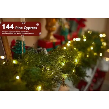 6FT Christmas Cedar Garland with 9.8FT LED String Lights