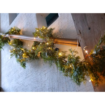 6FT Christmas Cedar Garland with 9.8FT LED String Lights
