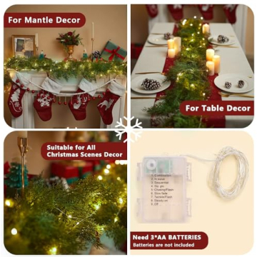 6FT Christmas Cedar Garland with 9.8FT LED String Lights