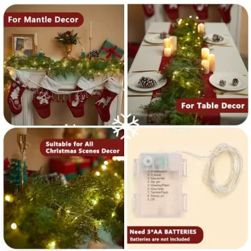 6FT Christmas Cedar Garland with 9.8FT LED String Lights