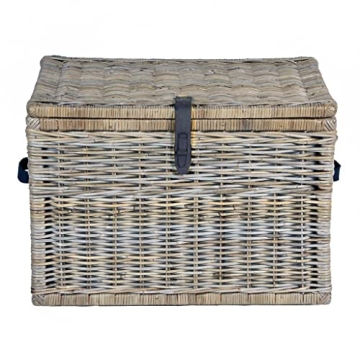The Basket Lady Deep Wicker Storage Trunk, X-Large, 30 in L x 21 in W x 20.5 in H, Serene Grey