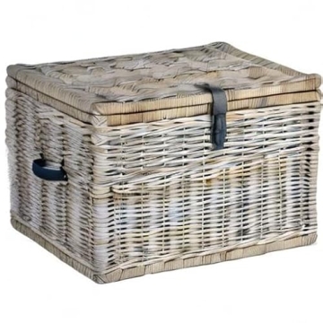 The Basket Lady Deep Wicker Storage Trunk, X-Large, 30 in L x 21 in W x 20.5 in H, Serene Grey