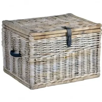 The Basket Lady Deep Wicker Storage Trunk, X-Large, 30 in L x 21 in W x 20.5 in H, Serene Grey