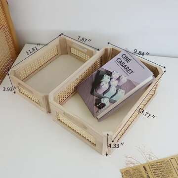 Stylish Woven Wooden Bamboo Baskets for Home Organization and Decor