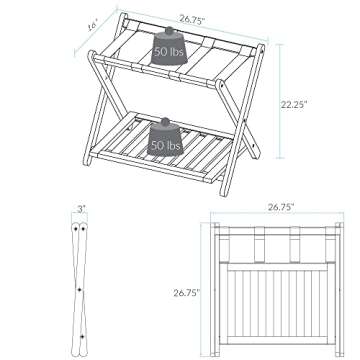 Casual Home Luggage Rack with Shelf, Espresso