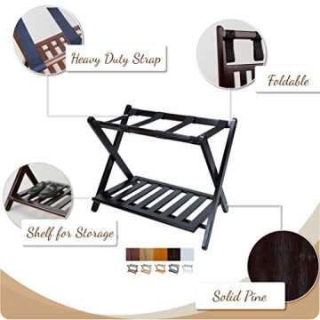 Casual Home Luggage Rack with Shelf, Espresso