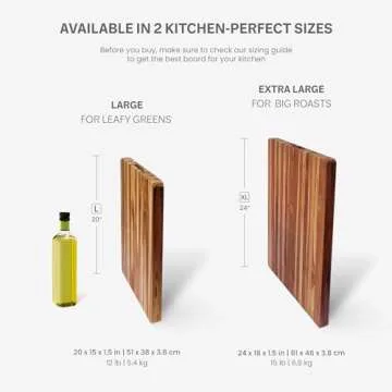 Teakhaus Cutting Board - Large (L) Wood Cutting Board with Grip Handles - Reversible Teak Edge Grain Wood - Knife Friendly - FSC Certified