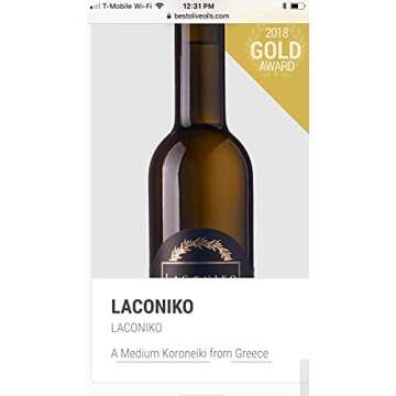 Laconiko Ultra Premium 100% Extra Virgin Olive Oil Value Pack | Cold Pressed | From Greece | KORONEIKI Variety | 2023 Gold Medal Award Winning NYIOOC | (25.4 OZ (2 Bottles of 12.7 OZ))