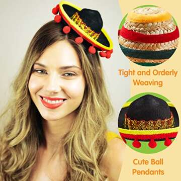 JOYIN 6 PCS Sombrero Headbands for Fiesta Party Fun