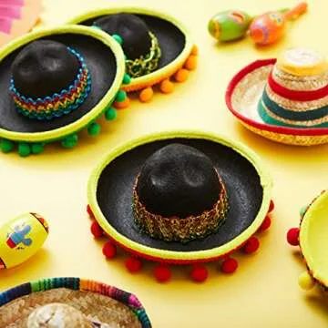 JOYIN 6 PCS Sombrero Headbands for Fiesta Party Fun