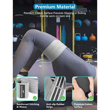 Non-Slip WHATAFIT Booty Workout Bands Set of 3 Resistance Levels