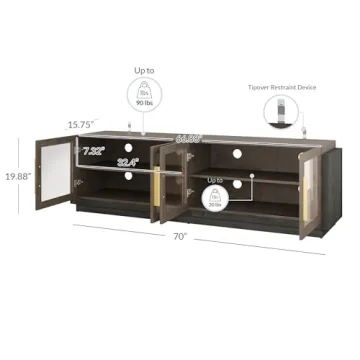 BELLEZE 70" Modern TV Stand for TVs up to 75" - Stylish & Functional