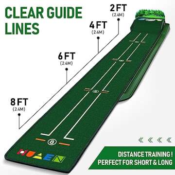 HUAEN Golf Putting Mat Putting Green Indoor & Outdoor with Ball Return and 3 Holes Improve Accuracy ...