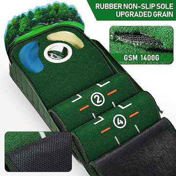 HUAEN Golf Putting Mat - Indoor & Outdoor Practice