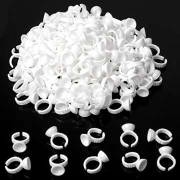 BTArtbox 300PCS Tattoo Rings Cups Disposable Glue Holder Plastic Tattoo Ink Pigment Ring Adhesive Ma...