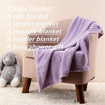 CREVENT 30''X40'' Soft Cozy Warm Baby Blankets for Boys Girls Solid Color - All Season Use - Newborn Essentials (Wave Lanveder)
