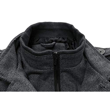 Wantdo Men's Warm Wool Overcoat Stylish Windproof Jacket