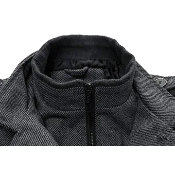 Wantdo Men's Warm Wool Overcoat Stylish Windproof Jacket