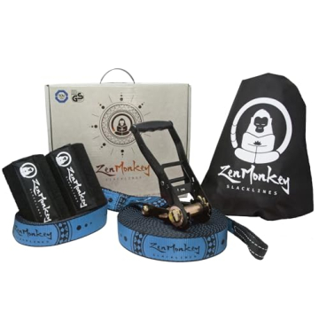 ZenMonkey Slackline Kit - 60 Feet for Fun Family Bonding