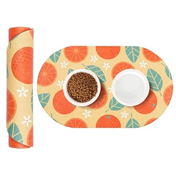 HACHIKITTY Cat Food Mat for Pet Bowls Dispenser, 25"x 14" Cute Dog Food Mat for Floor Waterproof, Do...