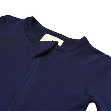 KYTE BABY Soft Bamboo Rayon Rompers, Zipper Closure, 0-24 Months (3-6 Months, Navy)