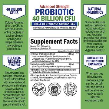 Daily Probiotic Supplement with 40 Billion CFU - Gut Health Complex with Astragalus and Lactobacillus Acidophilus Probiotic for Women and Men - Shelf Stable with Prebiotics for Digestive Health