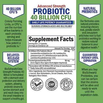 Daily Probiotic Supplement with 40 Billion CFU - Gut Health Complex with Astragalus and Lactobacillus Acidophilus Probiotic for Women and Men - Shelf Stable with Prebiotics for Digestive Health