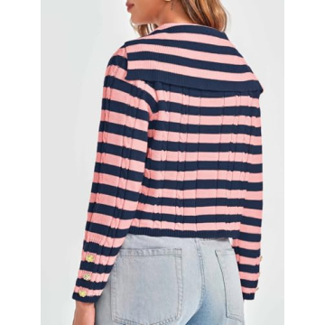 Saodimallsu Women's Cozy Striped Knit Cardigan for Fall