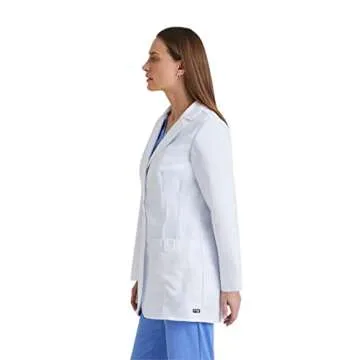 BARCO Grey's Anatomy Scrubs - Hannah Lab Coat for Women, Professional Mid-Length Long Sleeve 31.5" Lab Coat