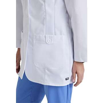 BARCO Grey's Anatomy Scrubs - Hannah Lab Coat for Women, Professional Mid-Length Long Sleeve 31.5" Lab Coat