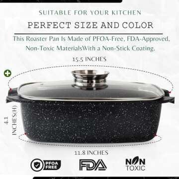 Moss & Stone Die Cast Aluminum Oval Roaster Pot 12-Inch, Induction Compatible, Gas Stove Top & Ceram...