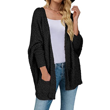 ZESICA Women's Fall Winter Popcorn Long Sleeve Open Front Chunky Knit Oversized Cardigan Sweater Coa...