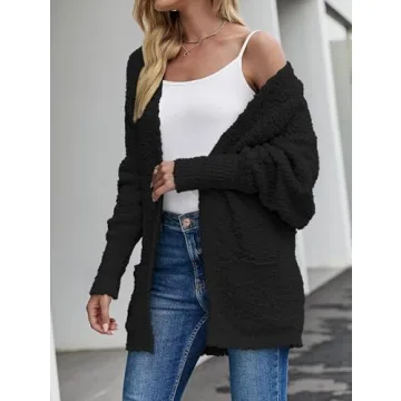 ZESICA Cozy Oversized Open Front Cardigan for Women